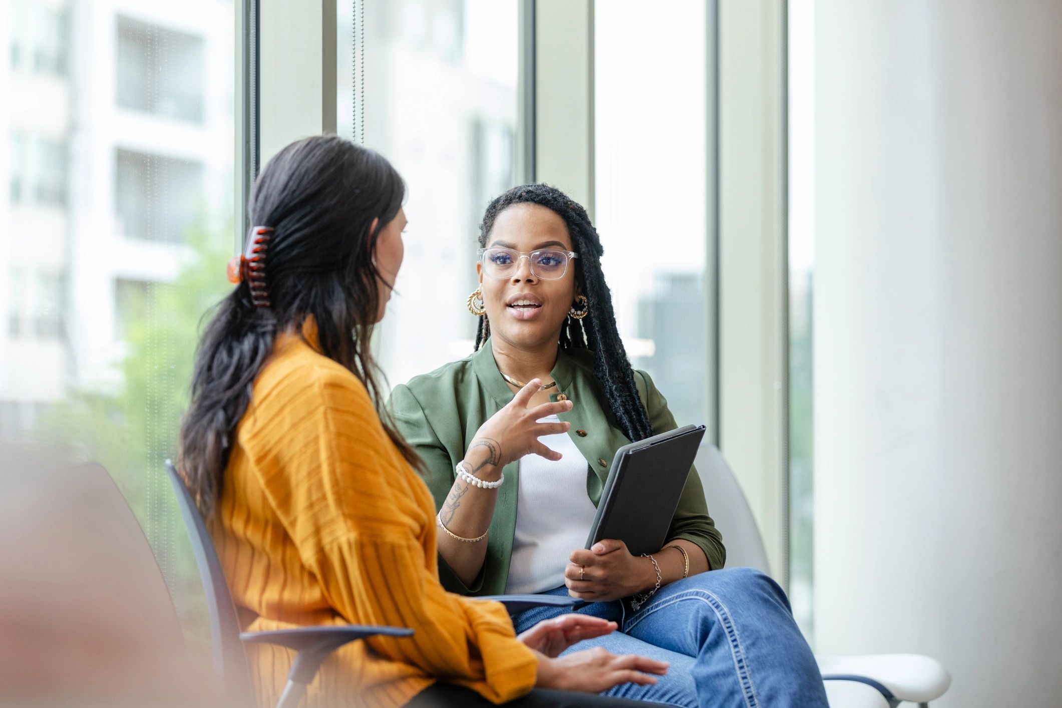 Client listening during a therapy session